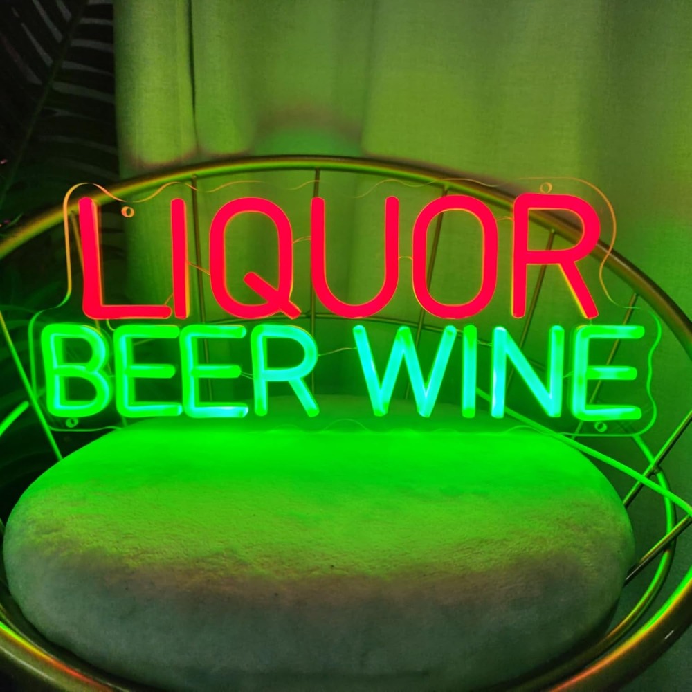 Wine Beer Liquor Store - Letrero LED de Neón para Licores,
