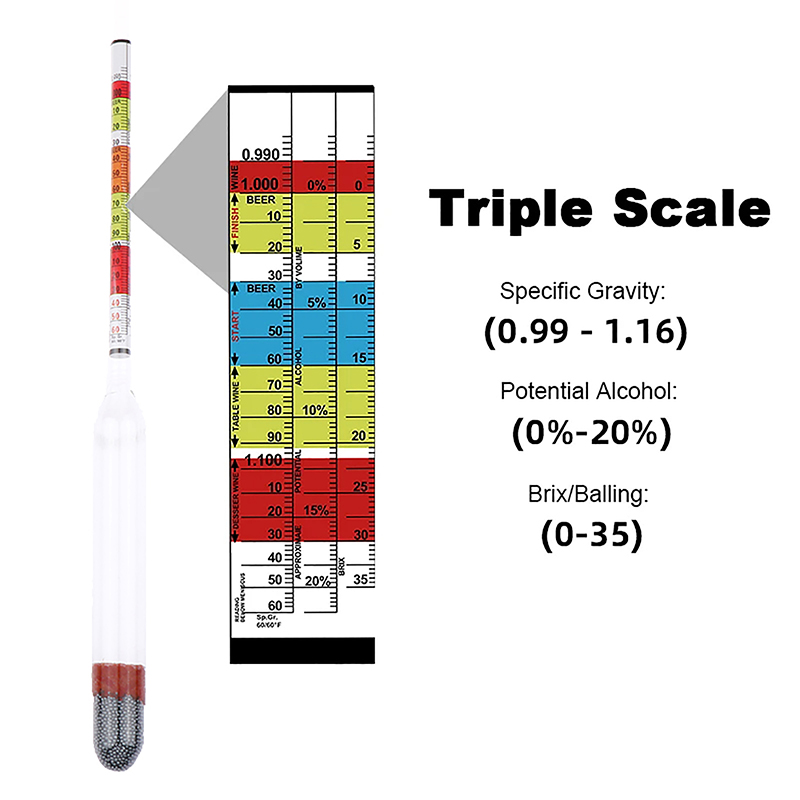 Hidrómetro de Triple Escala pa - Wine To Beer Alcohol reseña y precio